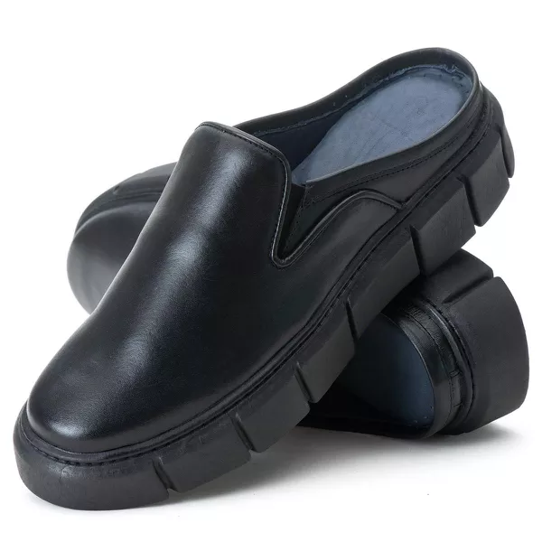 Mule Masculino De Couro Bangkok Preto | Private Label