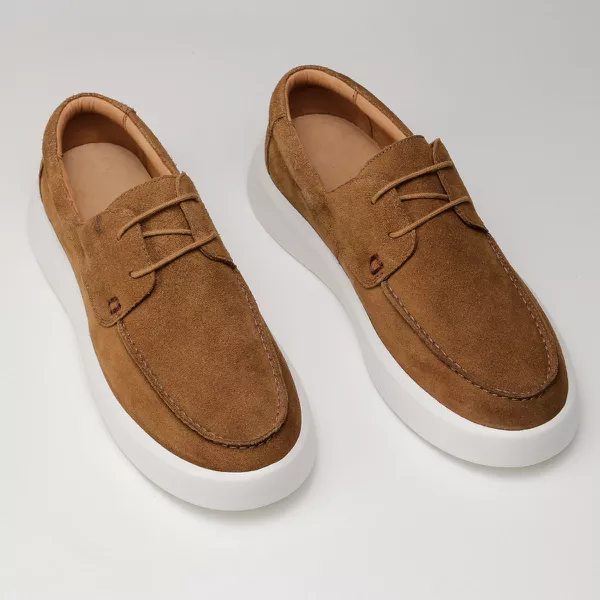 Sapato Masculino Derby Dockside Cadarço Couro Legítimo Camurça