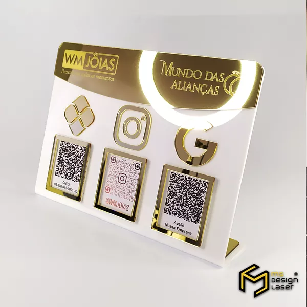 Placa QR Code Mod1 3QRs - MS Design Laser