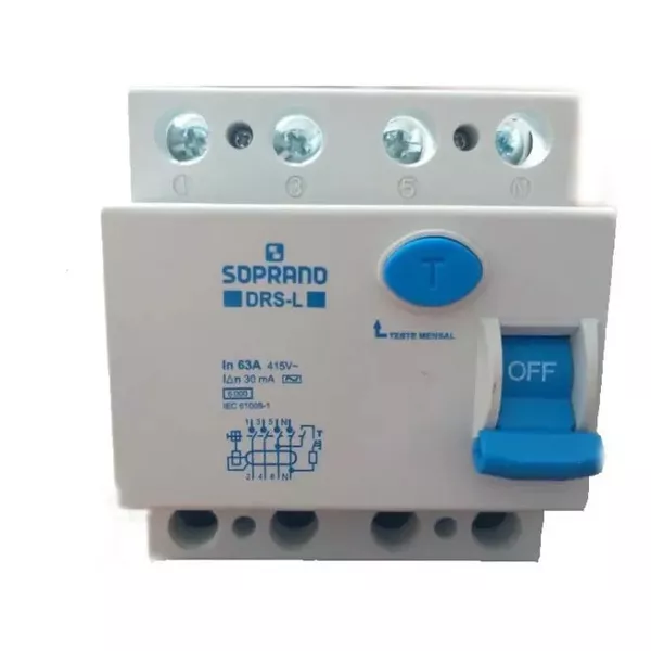 Interruptor Dr Tetrapolar 25a 30ma Soprano | Alfa Materiais Elétricos