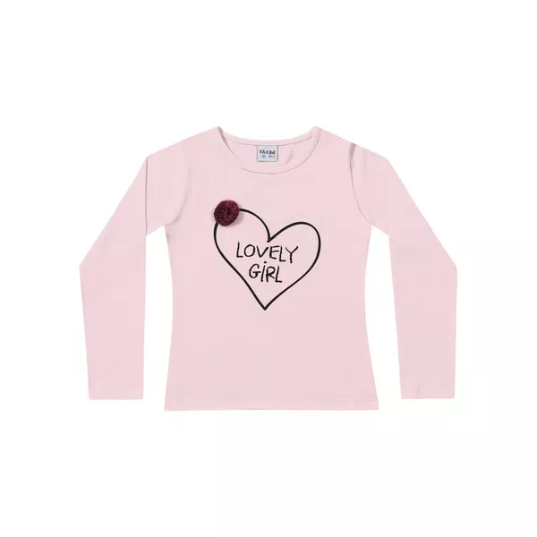 Blusa Manga Longa Fakini Infantil Feminina Tamanho 4 ao 10 Rosa