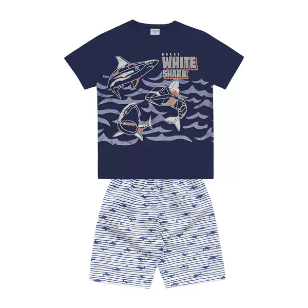 Conjunto Fakini Infantil Masculino 4 ao 8 - Azul 