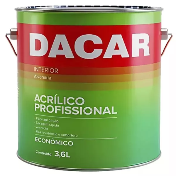 Tinta Acrílica Profissional Acabamento Fosco Cor Gelo 3,6L Dacar