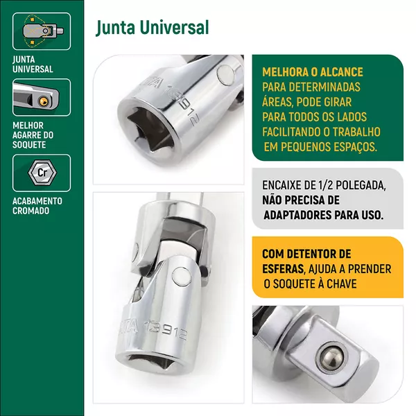 Jogo Chave e Soquete Sextavados e Estriados de 1/2