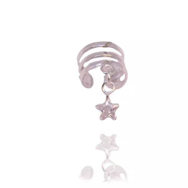 Piercing De Pressão Com Pingente De Estrela Prata De Lei 925 Ponto De Luz Zircônia Incolor