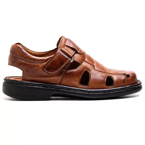 Sandália Comfort Masculino em Couro Pinhão