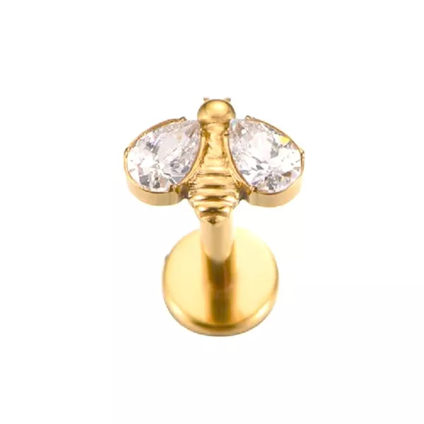 Topo Labret Abelhinha Com 02 Pedras Cz