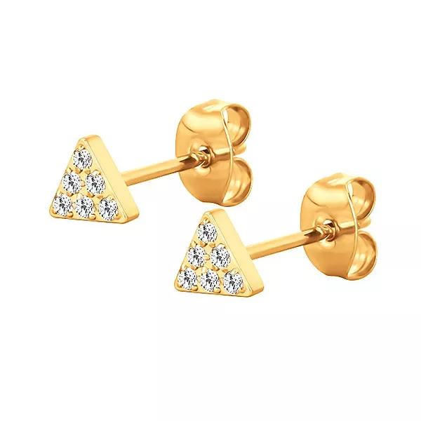Brinco Triangular Em Titânio Cravejado Com 06 Zircônias ( Par)