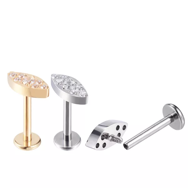 Topo Labret Cravejado Pedras Cz Formato Oval