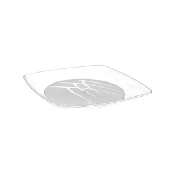 Prato Plástico Prafesta Quadrado Cristal 16cm c/30x10 und