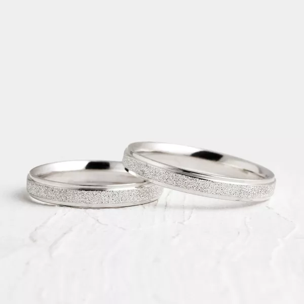 Aliança de Namoro em Prata esterlina 925 3mm diamantado Vênus - Par - Rosê & Co.