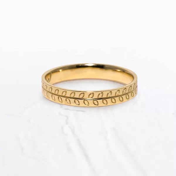 Aliança Personalizada em Ouro 18k Flora 3mm - Unidade - Rosê & Co.