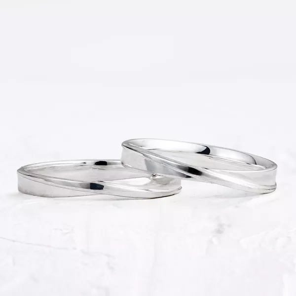 Aliança de Namoro em Prata esterlina 925 3mm Curvas - Par - Rosê & Co.