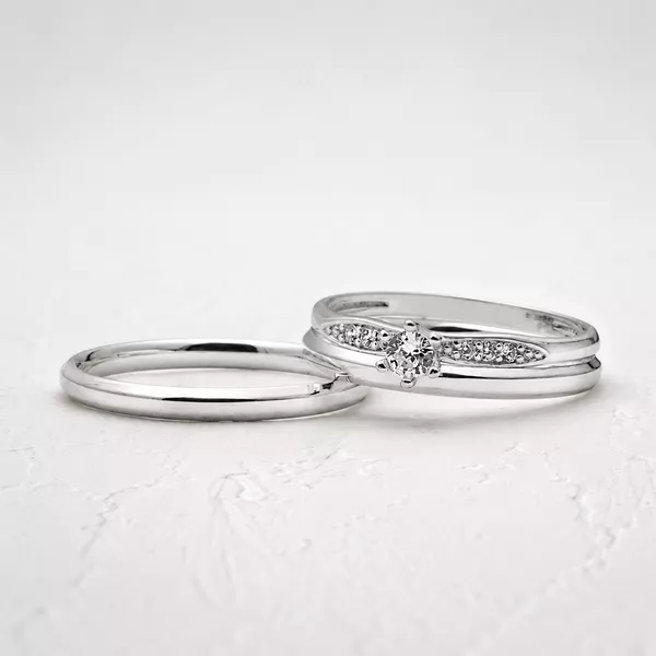  Aliança de Namoro em Prata esterlina 925 2mm Zara e Anel Solitário Lux - Conjunto - Rosê & Co.