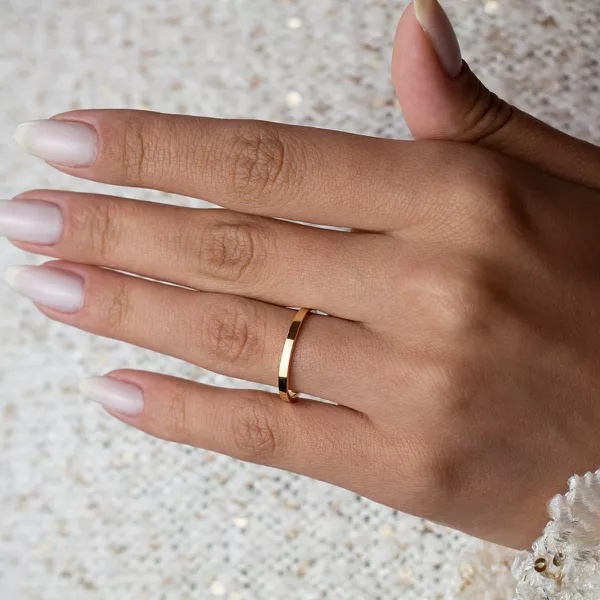 Aliança de Casamento e Noivado em Ouro 2mm Fosco Escovado Merida