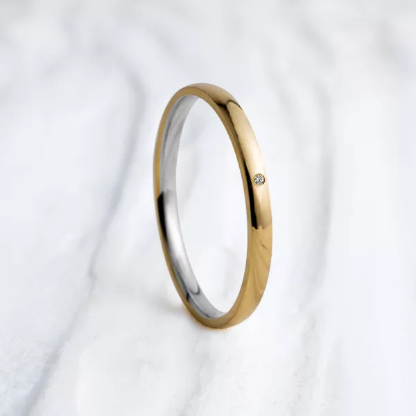 Aliança de Casamento Revestida em Ouro e Prata 2mm Classic - Rosê & Co.