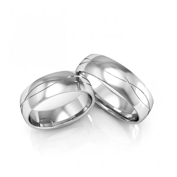 Par De Aliança Prata 925 Ondas Cruzadas 6mm