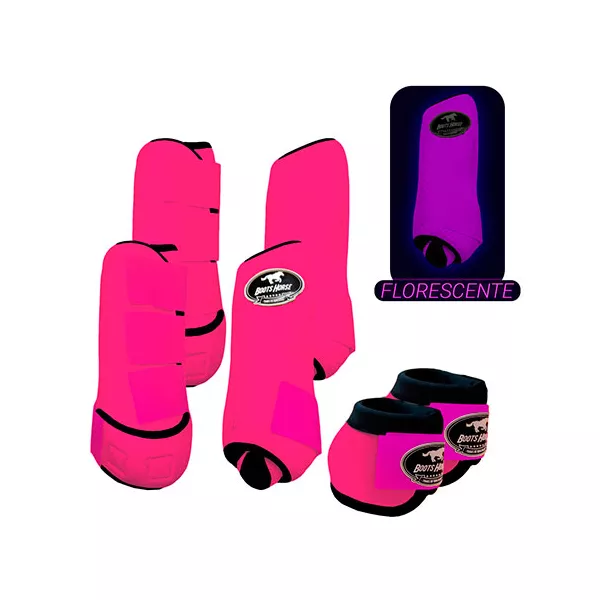 Kit Completo Boots Horse Boleteira Dianteira/Traseira e Cloche - Pink 01 FLUORESCENTE 