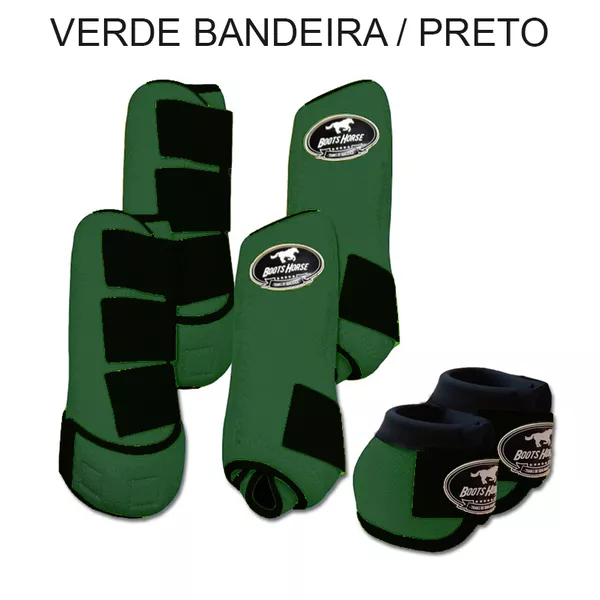 Kit Completo Boots Horse - Boleteira Dianteira/Traseira e cloche - VERDE BANDEIRA/PRETO