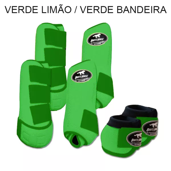 Kit Completo Boots Horse - Boleteira Dianteira/Traseira e cloche - VERDE LIMÃO/VERDE BANDEIRA