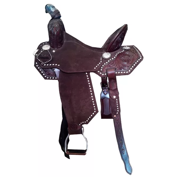 SELA FORMA PROTEC HORSE NEOPRENE CAFÉ - ABA RECORTADA/BORDADO/TENTO BRANCO/BARRIGUEIRA TRASEIRA
