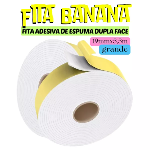 Fita Banana 19mmx5,5m Auto Adesiva Dupla Face