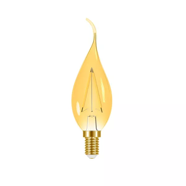 LÂMPADA LED ÂMBAR FILAMENTO VINTAGE VELA BICO TORCIDO B35 E-14 3W 2200W 220V 8651 TASCHIBRA