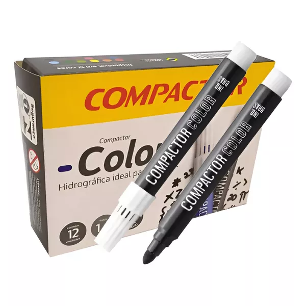 MARCADOR HIDROGRÁFICO COLOR PRETO COMPACTOR