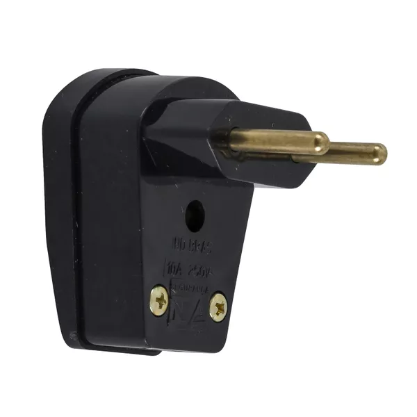 PLUG MACHO PADRÃO 90º 2P 10A 250V PRETO 1461 FAME