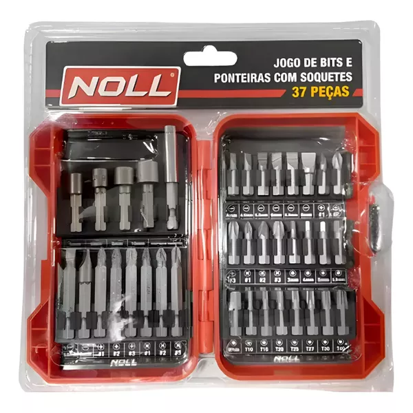 JOGO BITS PONTEIRAS COM SOQUETES ENCAIXE 1/4" 37 PEÇAS 372,0006 NOLL