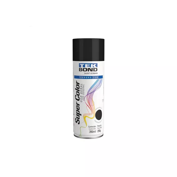 TINTA SPRAY PRETO BRILHANTE 350ML TEKBOND