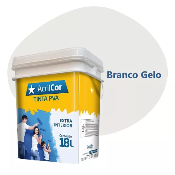 TINTA ACRILCOR BRANCO GELO BALDE 18 LTS ACRILPLUS
