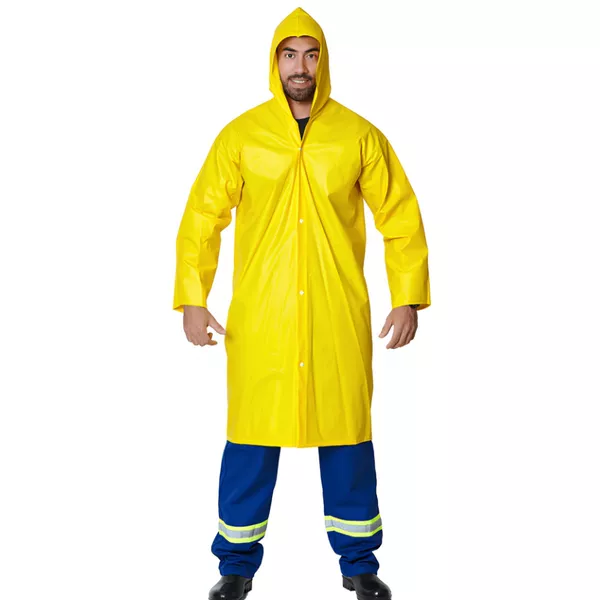 CAPA CHUVA PVC FORRADA AMARELA TAMANHO (G) 100 CENTIMETROS 28449 BRASCAMP