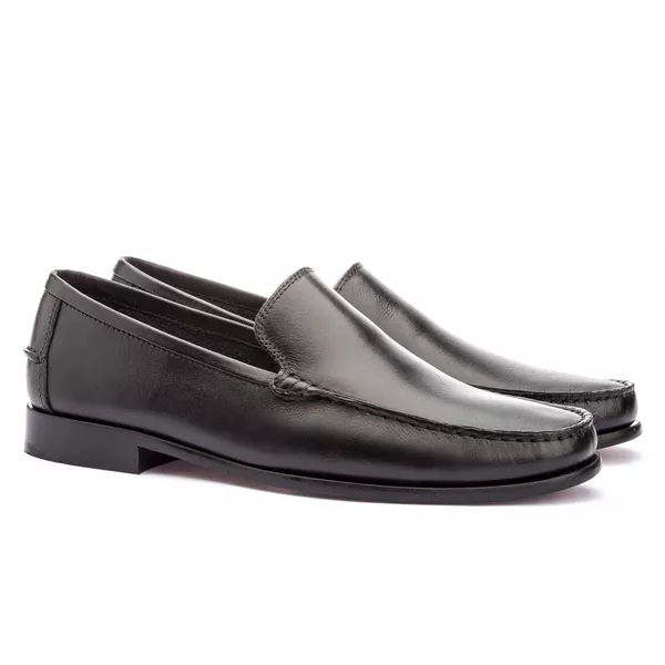 Sapato Mocassim Em Couro Sola De Couro com Antiderrapante Absolut Preto