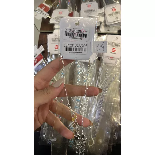Colar Triângulo Gota Banhado A Prata 925 