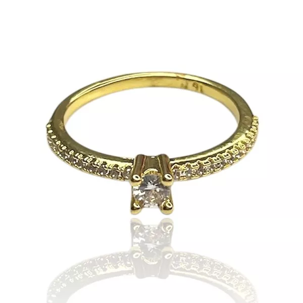Anel Solitário Dellcate Zircônia Banhado A Ouro 18k