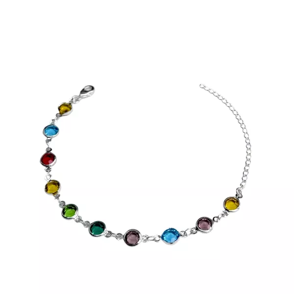 Pulseira Tiffany Colorido Escuro Banhado A Prata 925