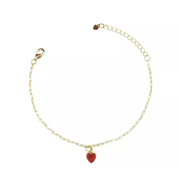 Pulseira Cartier Coração Vermelho Banhado a Ouro 18K