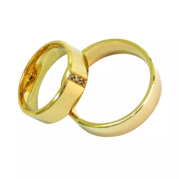 Alianças Anatômicas em Ouro 18K com Brilhantes