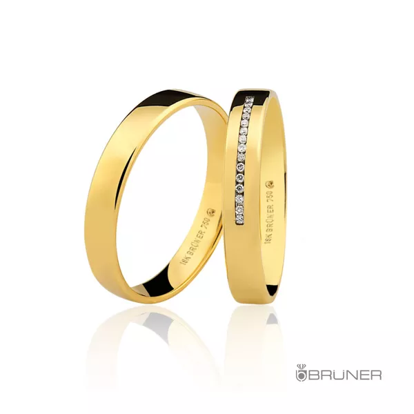 Alianças Reta em Ouro 18k com Brilhantes 5.8g
