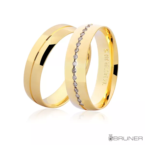 Alianças em Ouro 18k Polida com Brilhantes 8.6g 5.0mm