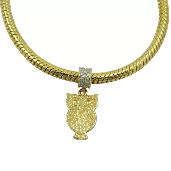 Pingente em Ouro 18k Coruja com Brilhantes