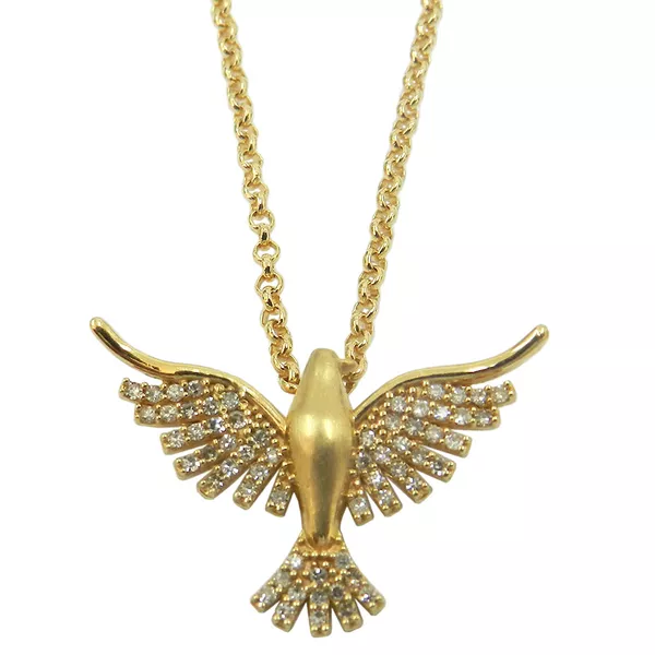 Pingente em Ouro 18k Divino Espírito Santo com Brilhantes