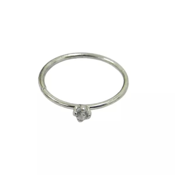 Piercing de Nariz em Ouro Branco 18k Argola com Zircônia 