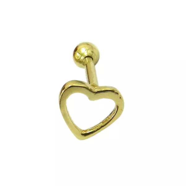 Piercing de Orelha em Ouro 18k Coração Vazado