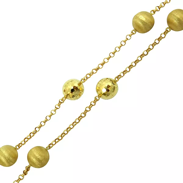 Gargantilha de Ouro com Bolas Foscas e Facetadas de 9mm 