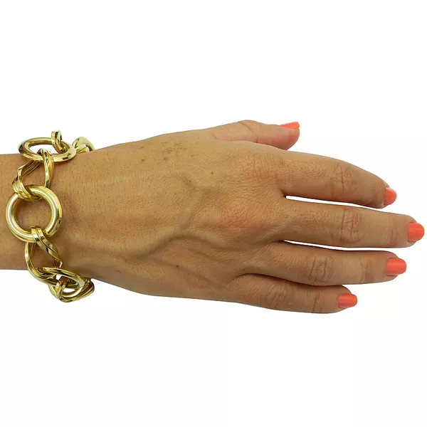 Pulseira Feminina Larga em Ouro 18k Design Italiano