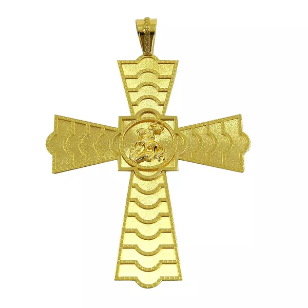 Crucifixo com São Jorge em Ouro 18K Grande 
