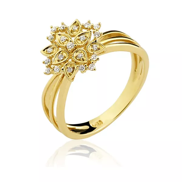 Anel Flor em Ouro 18K 0750 com Brilhantes 