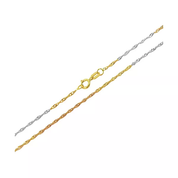 Corrente em Ouro 18k Singapura 3 tons